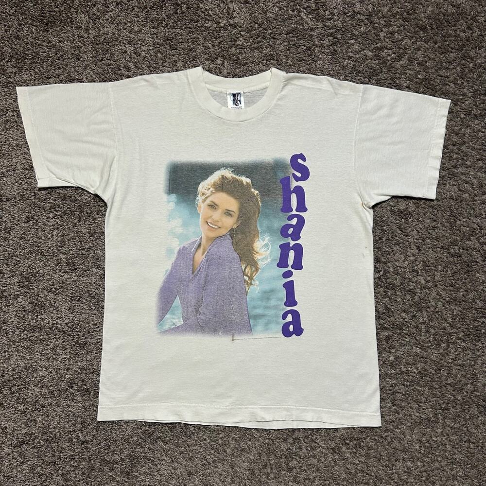 Vintage 90s Shania Twain Shirt Country Music Band Tee 1996 Soft Thin White Large - Picture 9 of 9